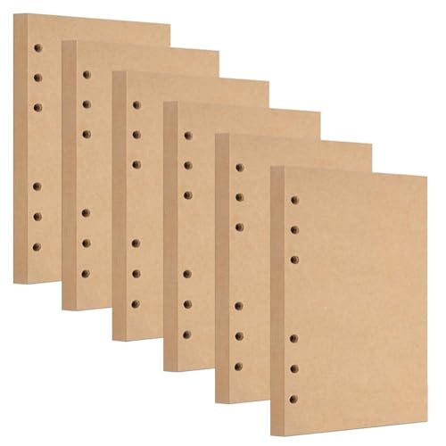 6 Pack A5 Nachfüllpapier 6 Loch Kraftpapier Papier Blanko 270 Blätter/ 540 Seiten Refill Paper Notizpapier für Ringbucheinlagen Nachfüllbar A5 Notizbuch
