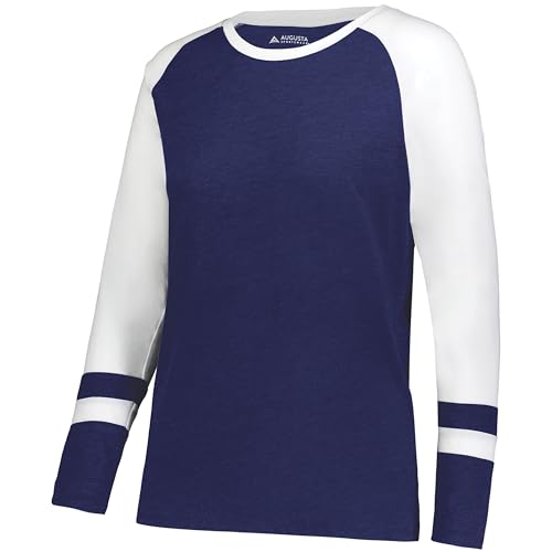 Camiseta de manga larga para mujer ideal para entrenar en color azul marino y blanco talla L