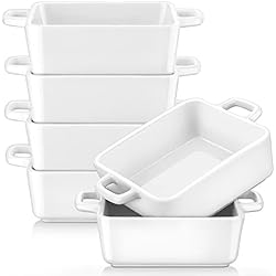 Cazuelas Individuales Para Horno LOVECASA Fuente para Horno Pastelería, Juego de 6 piezas 220ML Moldes para hornear de Porcelana Esmaltados para Tartas, Lasaña, Pastel, Soufflé 13CM