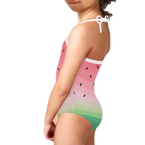 Image of One Piece Swimsuit for Girls Beach Bathing Suit Halter Straps Sports Swimwear for 1-10 Year Toddler Kids