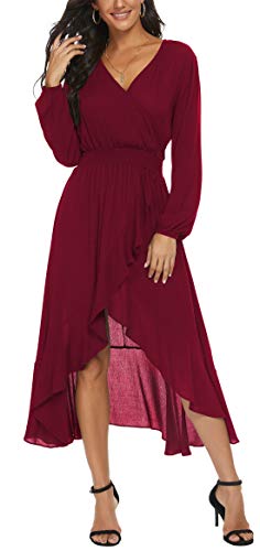 Image of Kormei Womens Short Sleeve Floral Maxi Dress High Low V-Neck Flowy Party Long Dresses