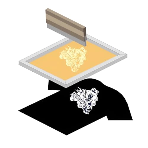 Customizable Silkscreen Stencils with Wooden Frame, Personalized Reusable Silkscreen for Polymer Clay, Fabric, Wood, Leather, Crafting Tool with Ink and Squeegee, Preburned Silk Screen Printing Frames