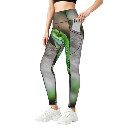 Leggings de yoga anti-deslizamiento con control de abdomen y bolsillos laterales de mujer