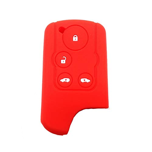 スマートキーケース スマートキーカバー ホンダ(HONDA)系 オデッセイ アコード エリシオン インサイト ステップワゴン フィット 4ボタン シリコン 傷防止 キーホルダ リモコンケースリ モコンカバー 鍵ケース プレゼント (タイプF赤)