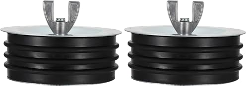 Image of Patikil 4 Inch Sewer Cleanout Cap, Steel Mechanical Test Plug Expansion Pipe Cover, Durable Fit for Most Pipes Sink Pools, Black (Pack of 2)