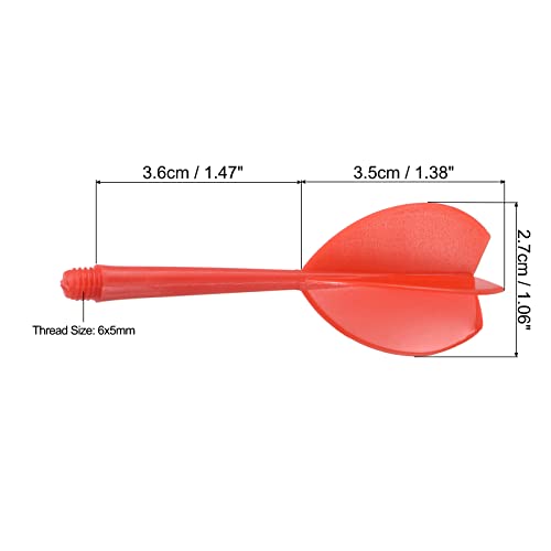 PATIKIL Integrated Dart Shaft & Flights, 6 Pack Lightweight Plastic Dart Flight Set, Red - Image 2