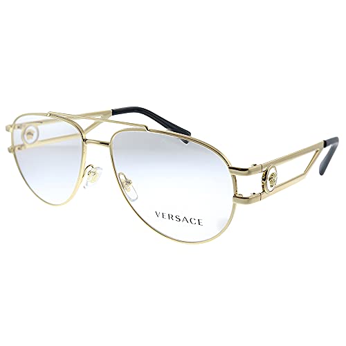 La mejor selección de Lentes Dorados Hombre para comprar hoy. 41 Versace VE 1269 1002 Gold Metal Aviator anteojos 57mm, Oro, 57-16-140