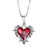 Collar gótico con colgante de corazón con cruz punk, regalo de joyería para mujer, Style 2, Metal, Sin piedra preciosa
