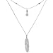 Wowanoo Simple Layered Bar Pendant Necklace Boho Feather Chain Necklace for Women Jewelry Feather S