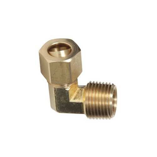 Brand Plumbing Fitting 90 Degree Brass Elbow 1/4 Inch NPT Size X 1/4 Compression Tube Size 500 PSI Max