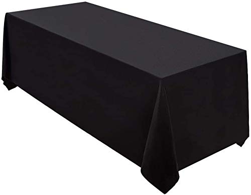 Surmente 90 x 132 Tablecloth Polyester Rectangle Table Cloth for Kitchen Dinning Party Wedding Rectangular Tabletop Buffet Decoration (Black)