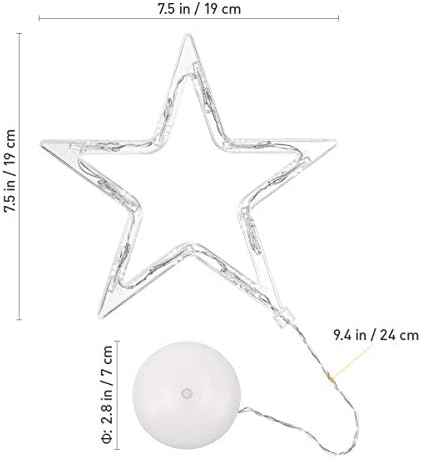 Uonlytech Christmas Hanging Star Window Lights Battery Operated,Warm White Acrylic Window Light with Suction Cup for New Year Wedding Home Christmas Decoration