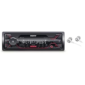 Sony DSX-A410BT Single Din Bluetooth Front USB AUX Car Stereo Digital Media Receiver Bundled with Earbuds (No CD Player)
