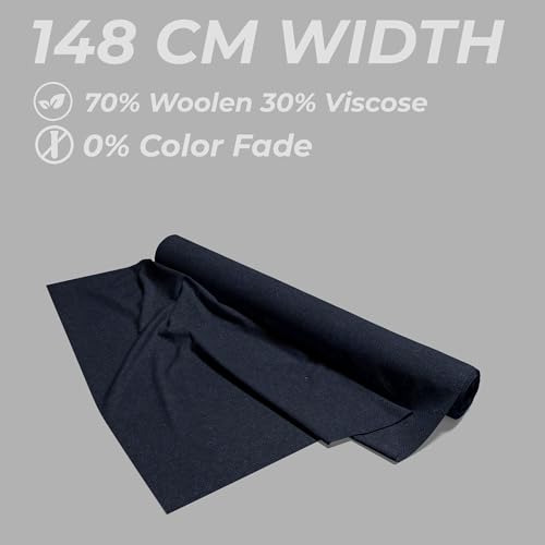 Image of BIGREAMS Unstitched Navy Blue Herringbone Wool Blazer Yarn-Dyed Fabric for Three Piece Suit | 58 inch Wide, Wrinkle Free, Best for Coat Pant, Nehru Jacket,Free Size (5 Meter for AS Per Your Use)
