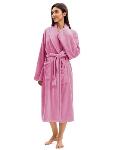 Image of Soft Robe For Women,Warm Plush Bath Robes Female,Spa Towel After Shower Lightweight Long Bathrobe
