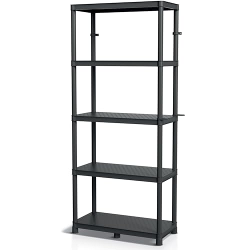 Kistenberg Werkstattregal 74 x 36 x 172,5 cm bis 220kg belastbar, 5 Ablageböden Steckregal Schwerlastregal Lagerregal Regal aus Kunststoff