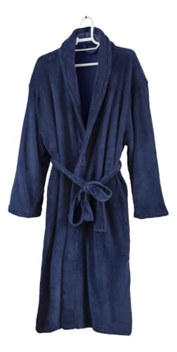 Roupão Azul Microfibra Feminino Masculino Unissex Adulto Quentinho Inverno Frio Super Macio Confortável Antialérgico Secagem Rápida Saída de Banho Casa Hotel Enveloz