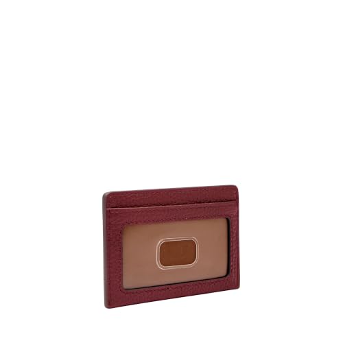 Image of Fossil Women's Logan RFID-Blocking Leather Zip Around Card Case Wallet with Keychain