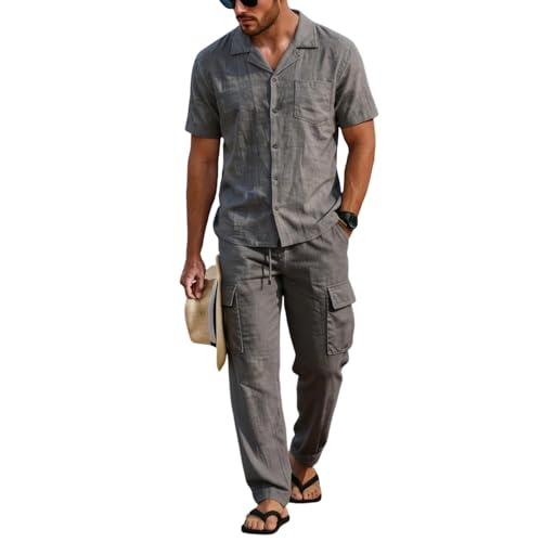 Survêtement d'été en lin pour homme ensemble 2 pièces premium avec finitions soignées