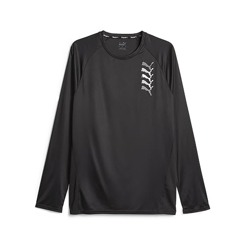 T-Shirt PUMA Logo Fit Ls Tee Homme en coton noir manche longue