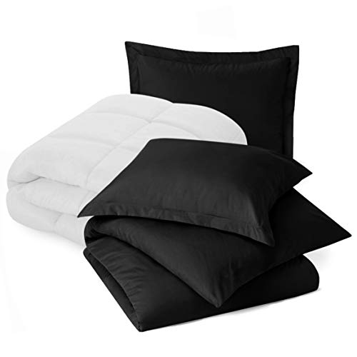 Nestl Bedding Funda de edredón y 2 Fundas de Almohada, edredón 100% Microfibra, Negro, tamaño King Cover
