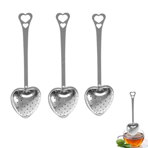 OUDQFCJ 3 Pcs Infuseur à Thé en Acier Inoxydable Cuillère à Thé en Forme de Cœur pour Thé en Vrac