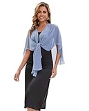 Baoqiya Chiffon Evening Shawl Scarf Wedding Shawls and Wraps for Women Party Bridal Dress on Special Occasion Dresses (Blue Grey)