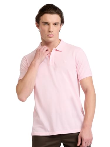 Image of Parx Men Regular Fit Solid Pattern Cotton Polyester Blend Half Sleeve Polo Neck Casual T-Shirt