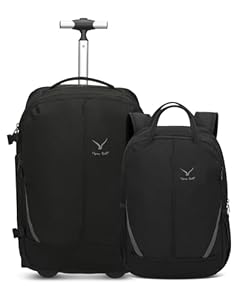 Hynes Eagle Trolley Rucksack mit Rollen, Groß Reiserucksack mit Rollen, Handgepäck Rucksack mit 17,3" Laptopfach Schwarz