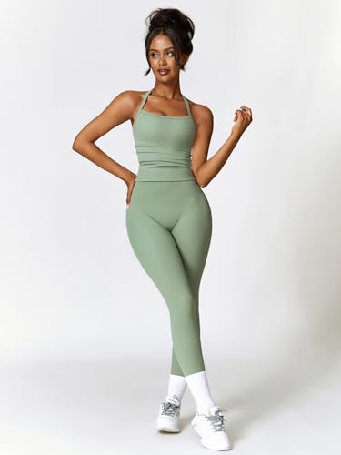 Women's Yoga Outfits Backless Strappy Sports Bra and Seamless Leggings Matching Active Jogger Outfits2