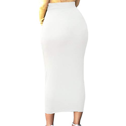 Lrady Women's High Waist Slim Bodycon Party Club Night Out Maxi Long Pencil Skirts White #TOP1