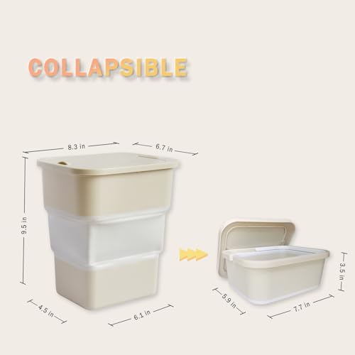 Image of Collapsible Trash Can with Lid for Car, 1.6 Gallon Waterproof, Multipurpose Trash Bin for Car, Camping, Home, Office, Includes 75 Trash Bags