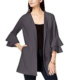 kensie Womens Bell Sleeve Ponte Jacket, Grey, X-Large