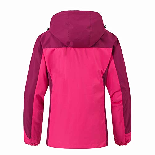 [Gopune] レディース 3in1コート アウター アウトドア ジャケット 裏フリース マウンテンパーカー 登山服 スキー 春秋冬 取り外し可能 ローズレッド 2XL 2枚目