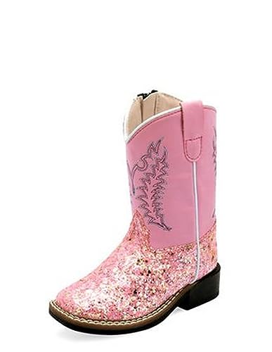 Old West Boots Unisex-Child All Over Leatherette Material Broad Square Toe Boots (Toddler) Western