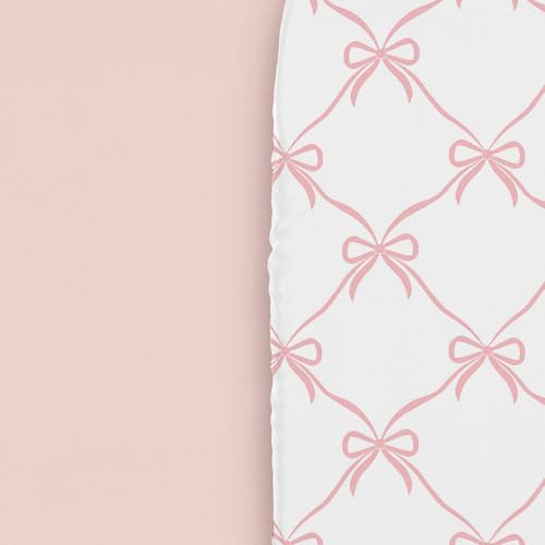Image of Sweet Jojo Designs 2-Piece Baby Bassinet Sheets Set (Pink Bows) for Girls, Infant Newborn Nursery, Oval, Rectangle & Hourglass Mattress (Blush & White Bow for Ballet, Ballerina Princess Collection)