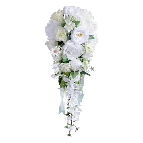 Bouquets cascade de mariée en gouttes d'eau et belles fleurs de cérémonie