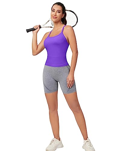 Image of MathCat Workout Tank Tops for Women with Built in Bra, Sleeveless Gym Tops Seamless Racerback Athletic Yoga Shirts