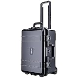 Lykus HC-5220 車輪付き防水ハードケース キャリーオンケース キャスター付き 格子状カットスポンジが内蔵 内寸:52x36x24.5cm カメラ、プロジェクター、ドローン、ラップトップなどに適用