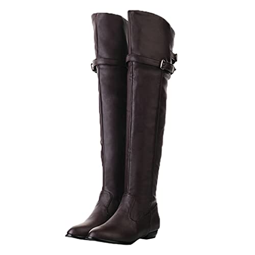 Shinelly Women Knee High Riding Boots Flat Over the Knee High Boots Low Heel