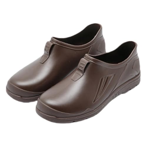 Generisch Botas de lluvia cortas para hombre, botas de goma cortas y ligeras, suelas suaves, botines cómodos, botines de color sólido, botas de lluvia de secado rápido, marrón, 42 EU