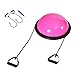 COSTWAY φ 60cm Balance Ball mit Expander & Pumpe, halber Gymnastikball bis 200kg belastbar, Halbkugel Balancetrainer, Balanceboard (Rosa)