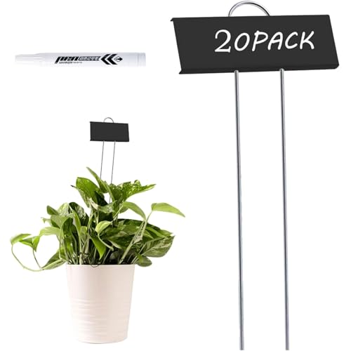 20Pcs Metal Plant Labels Weatherproof Garden Markers,11inch Metal Garden Plant Tags Reusable Nursery Tags for Vegetables Herb Flower Greenhouse – Black