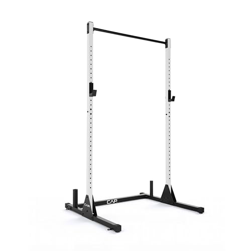 CAP Barbell Power Rack with Pull Up Bar & Attachments - Squat Rack & Strength Training Power Cage for Home Gym - White