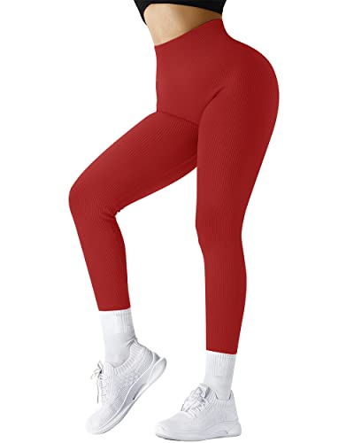 Image of SUUKSESS Women Ribbed Seamless Leggings High Waisted Workout Gym Yoga Pants 18