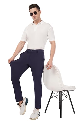 Image of SaintX Men's Premium 4-Way Stretchable Formal Summer Pants | Stylish Slim Fit Multi-Purpose Athleisure Trousers | Business Casual Office /Anytime Wear | Ultra Soft Feather Touch Sunscreen Fabric