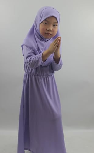 Girls Kids 2 Pcs Muslim Abaya Prayer Dress with Hijab Islamic Headscarf for Girl Robe Ramadan Eid Clothes3