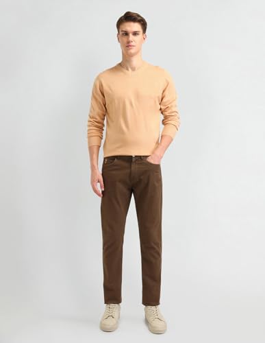 Image of Arrow Men's Textured Tapered Fit Trousers
