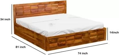Image of Solid Wood Queen Box Bed (Finish Color - Walnut, Delivery Condition - DIY (Do-It-Yourself))
