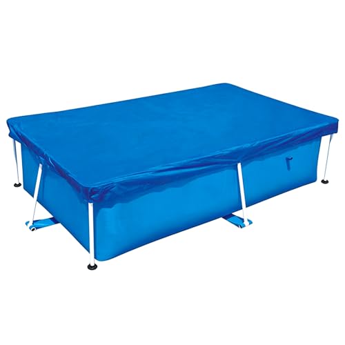 SHYSBV 221 x 150 cm Rectangle Pool Cover for Above Ground Pools Waterproof PE Woven Tarpaulin Blue (221X150CM)